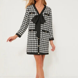 Tuckernuck Pomander Place Coco Black White Gold Houndstooth Tweed Dress